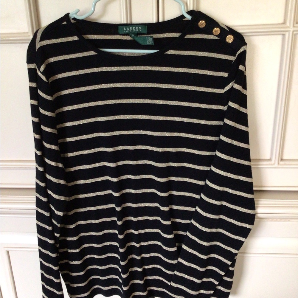 Ralph Lauren Black and Gold Striped Shirt